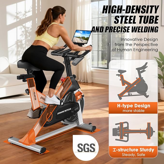 pooboo Exercise Bike, Adjustable Magnetic/Brake Pad Resistance Silent Belt Drive, Indoor Cycling Bike for Home Cardio, Fitness Stationary Bike with 350lbs/300lbs Weight Capacity &Upgraded Version Seat Solid Build 1