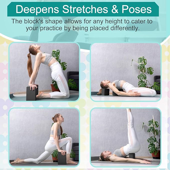 Meooeck 18 Pcs Yoga Blocks and Strap Set Include 12 EVA Foam Yoga Blocks Bulk 9"x6"x3" with 6 Adjustable 8 ft Straps D Ring Non Slip Props for Stretching Pilates Workout Studio Home Gym