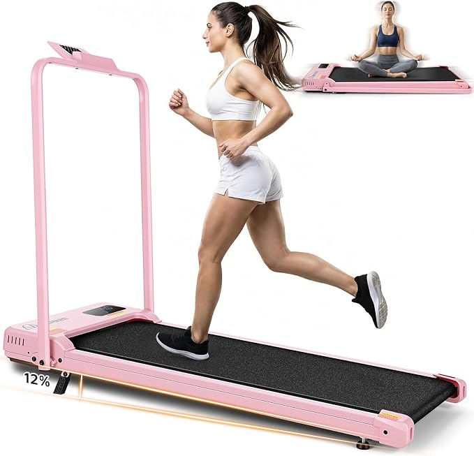 ANCHEER Folding Walking Pad Vibration with Handle, 1500W Portable Treadmill with 12% Incline & 8 Modes, 350lb Under Desk Vibration Treadmills for Home/Office,Installation-Free