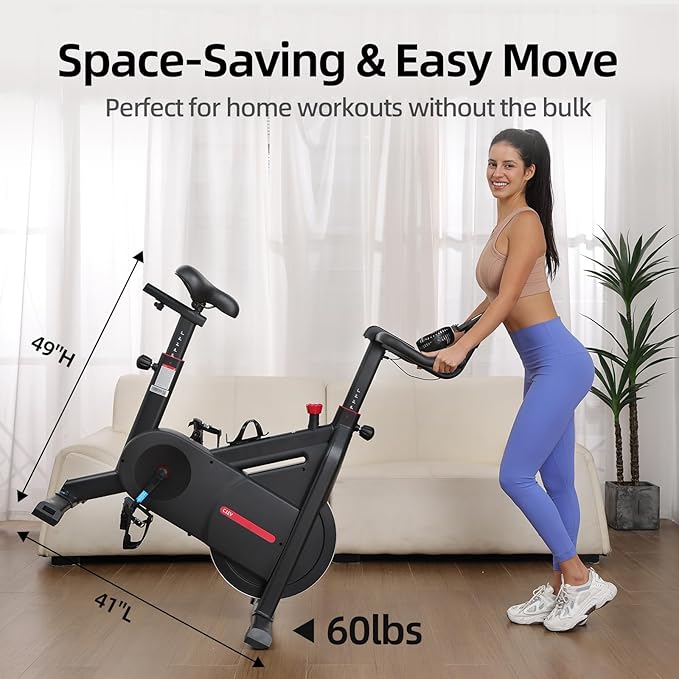 YESOUL Self-Powered Exercise Bike with Dynamic LED Lights – Stable Triangle Frame, Dual-Stage Drive, 300 lbs Capacity, Silent Magnetic Resistance, Compact Indoor Stationary Bike for Home