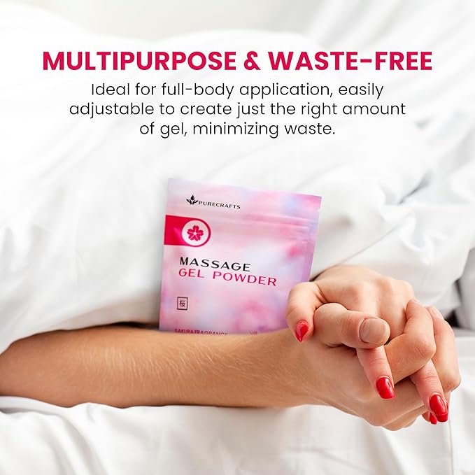 Massage Gel Powder 50g | Sakura Fragrance | Made in Japan | Smooth and Slippery Gel for Wellness and Relaxation | 50g Makes 1.32 Gallons/ 5 litres | Just Add Water