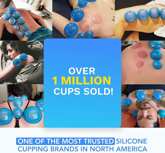 Silicone Cupping Therapy Set Professional Massage Cupping Cups for Cupping Therapy 4 Cup Kit for Massage, Myofascial Release, Cellulite Reduction (Lure Blue)