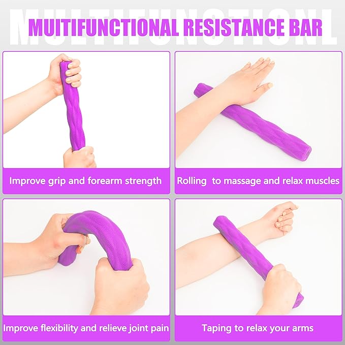 Flex Therapy Bar and Grip Strength Trainers set, Physical Therapy & Resistance Bar for Golfers Elbow, Tendinitis, Wrist,Forearms Pain, Improve Grip Strength and Relieve Pain