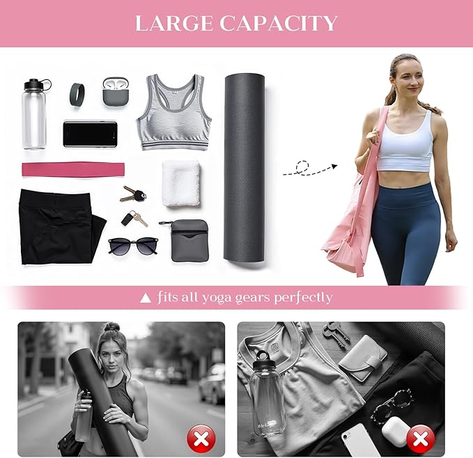 Tumaz Yoga Mat Bag | Padded Adjustable Shoulder Strap | Fits Up to 26" Mats | Multi-Pocket Storage for Essentials | Heavy-Duty G-Hook Closure | Lightweight & Durable for Yoga, Pilates & Fitness
