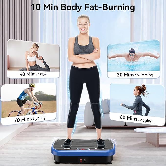 Vibration Plate Exercise Machine Weight Loss, Whole Body Vibration Plate for Lymphatic Drainage, 180 Adjustable Speeds Vibrating Plate Fitness Platform for Women Men