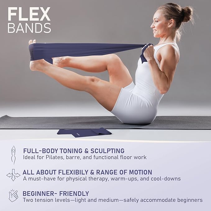Pilates Kit, 15-Inch Pilates Ring with 1x Core Ball, 3X Resistant Loops and 2X Flex Bands, Home Pilates Equipment Set and Mat Pilates Essential Kit