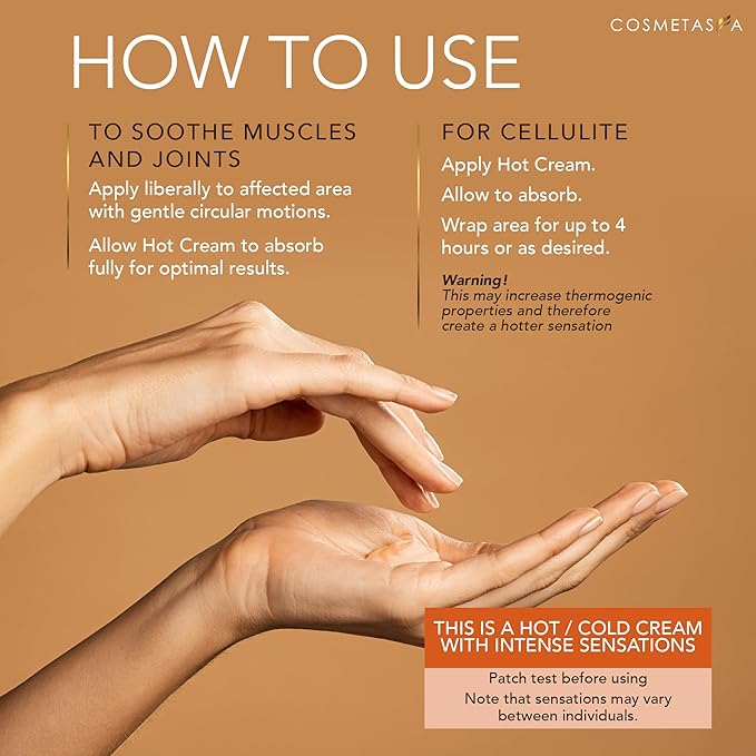 Cosmetasa Hot Cream Massage Gel with Massager Mitt- Natural and 87% Organic Cellulite Cream - Multi Use, Skin Toning, Joints and Muscle - 8.8 oz