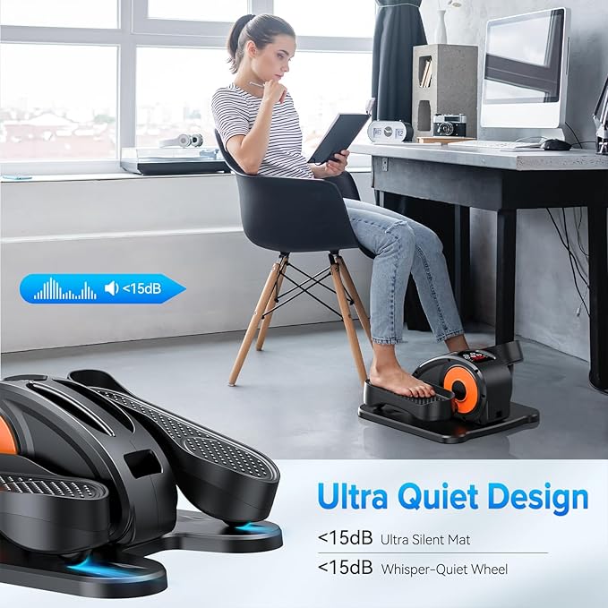 Under Desk Elliptical Machine, Electric Elliptical Leg Exerciser for Seniors Fully Assembled, Quiet & Portable Electric Seated Pedal Exerciser with Remote Control & 12 Adjustable Speeds