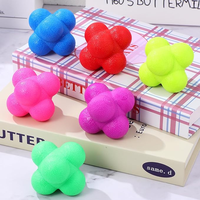 Kisangel 6 Pcs Hexagonal Reaction Balls Fitness Balls High Difficulty 7cm Diameter Set for Sports Reflex Speed and Coordination Exercise