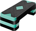 26.5 Inch Aerobic Exercise Step Platform for Home Gym, 4” 6” 8”Adjustable Risers for Step up Fitness Workout, Stepper Step Trainer, Green
