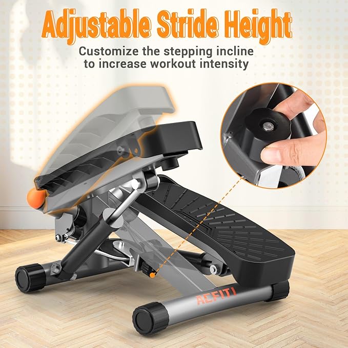Steppers for Exercise at Home,Adjustable Height Mini Stepper with Resistance Bands,Stair Stepper with 350lbs Loading Capacity,Twist Stepper for Full Body Workout (Included Mat)