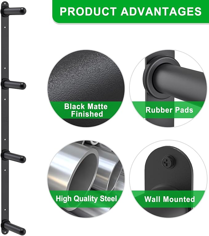 Kipika Weight Plate Storage Rack - Wall Mounted Weight Plate Holder with Durable Steel Construction Organizer for Olympic Plates, 1000lb Capacity, Space-Saving for Home Gym