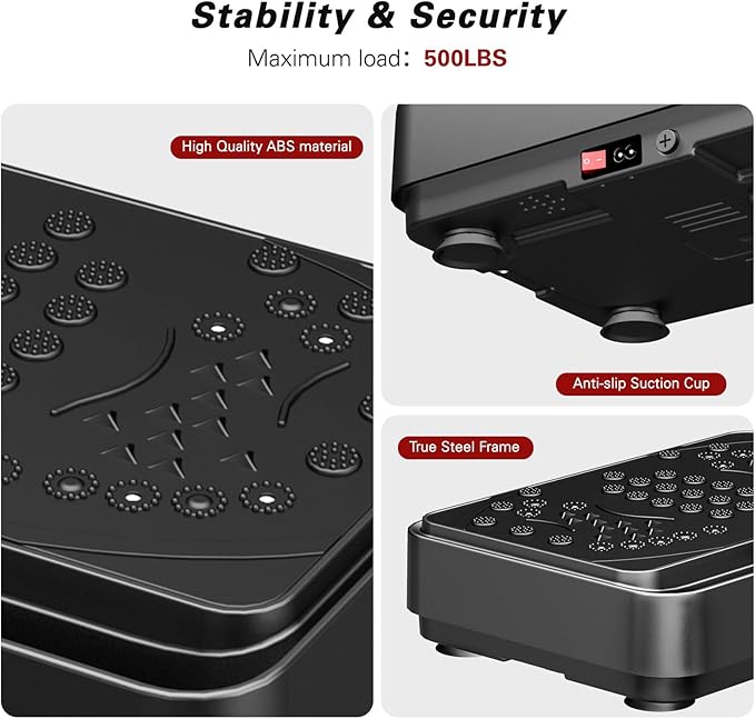 Whole Body Vibration Shake Plate Exercise Machine, 10 Modes Power Plate Vibration Platform with Resistance Bands for Full Body Workout, 500lbs Capacity