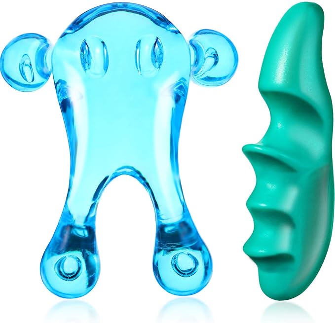 2 Pcs Deep Tissue Massage Tool Set Include 4 Legged Palm Massager and Thumb Massager Tool for Therapists Full Body Muscle Relief Gentle Point Massage Portable Handheld for Home Travel