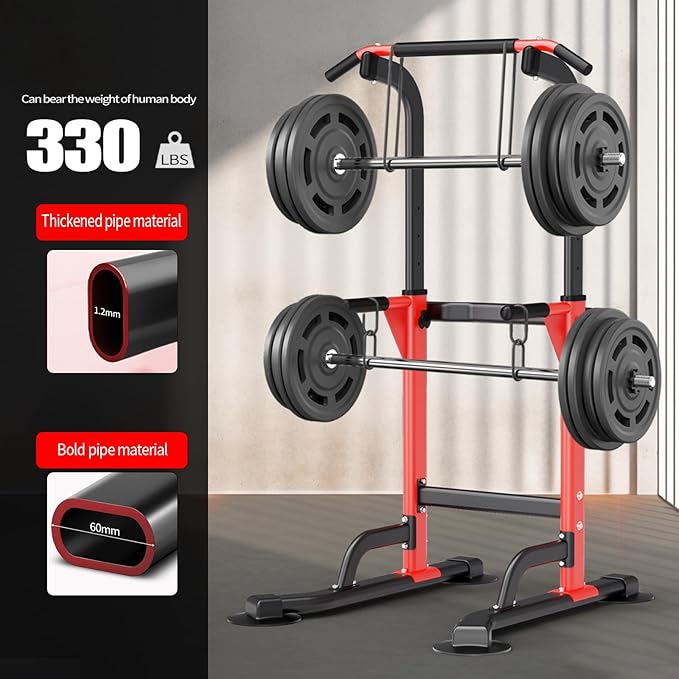 Pull Up Dip Station For Home Gym Strength Training Fitness Workout Station Chin-Ups Push-Ups Pull-Ups Dip-Ups 330LBS T055CDC