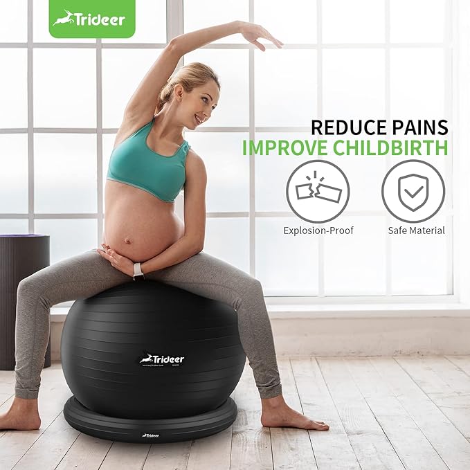 Trideer Ball Chair - Yoga Ball with Base & Bands for Home Gym Workout