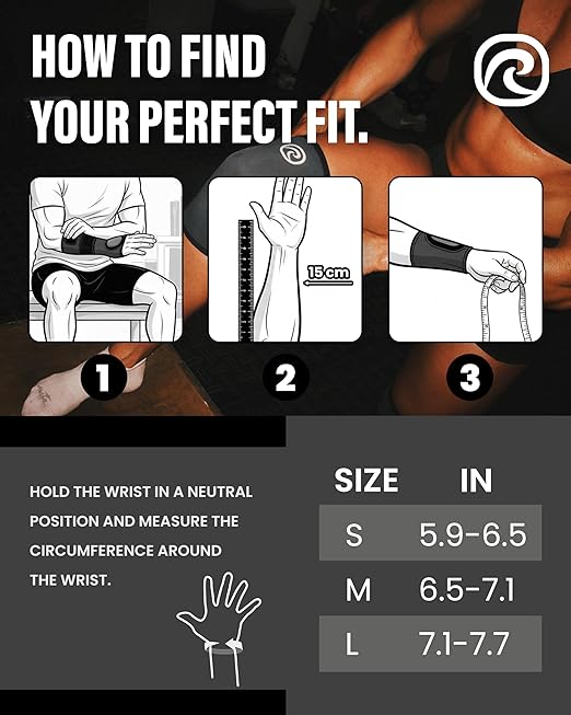 Rehband RX Wrist Support Power Max, 3-in-1 Neoprene Sleeve + Wrap for Strength Training, Protects during Kettlebell Training, stabilizes wrist, forearm protection, Colour:Black, Size:Medium
