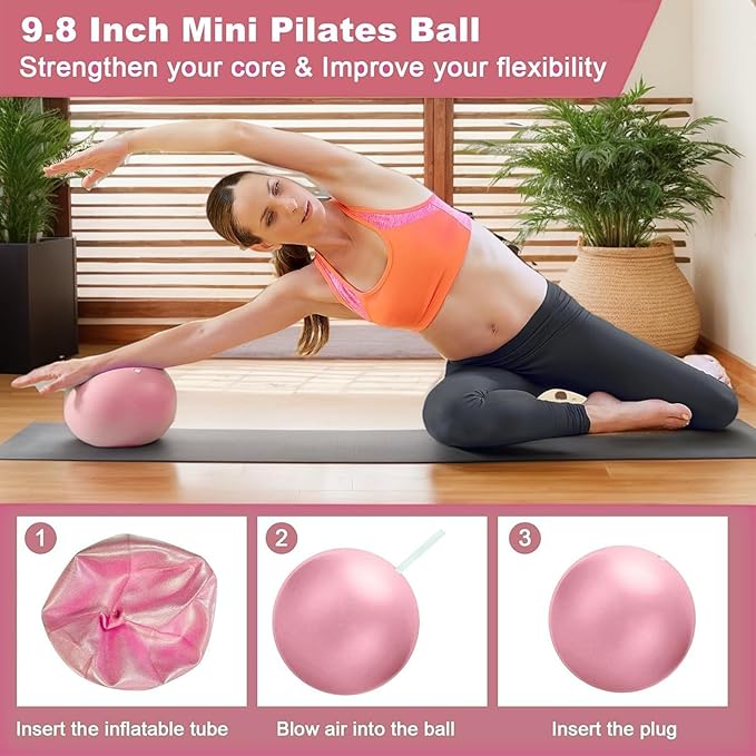 Pilates Essentials Kit for Women, Yoga Exercise Equipment Set for Home Workouts with Mini Ball, Resistance Bands, Sliding Disks & Accessories - Fitness Set for Yoga & Pilates Beginners