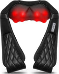 Blue Elf Shiatsu Electric Neck Back Massager Pillow 3D Kneading with Heat for Shoulder, Lower Back, Foot, Leg Muscles Pain Relief Relax in Car Office and Home (Black)