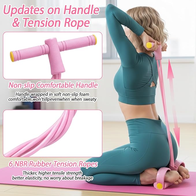 Pedal Resistance Band, Multifunction Pull Up Assistance Bands, 6 Tube Foot Pedal and Handles for Full Body Strength Training, Space-Saving Exercise Solution Home Workout Equipment
