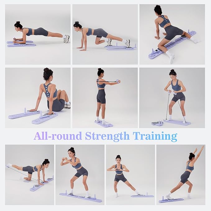 Nicoler Portable Pilates Reformer Set- Pilates Board 8-in-1 Multi-Functional Pilates Equipment
