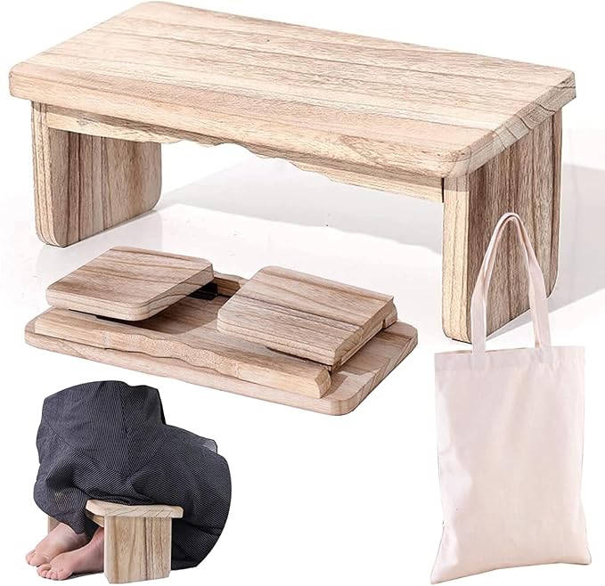 Kneeling Chair,Meditation Bench Kneeling Stool,Perfect Wooden Kneeling Stool Ergonomic Kneeling Meditation Yoga Bench, with Locking Hinges, for Tea Ceremony, Yoga, Praying, Deep Meditation Bench(White