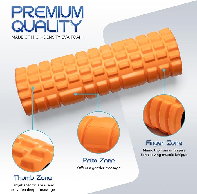 Foam Roller High Density 18" Foam Roller for Deep Tissue Muscle Massage, Trigger Point Fitness Exercise Massage Roller Self-Myofascial Back Roller Release for Whole Body