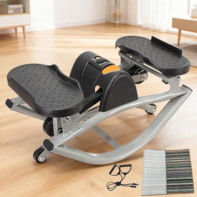 Low-Impact Lateral Rocking Fitness Stepper for Knees and Joints,Home Workout Machine,Rock Stepper Machine with Digital Display,Track Time,Reps,Calories for Legs,Glutes,Abs