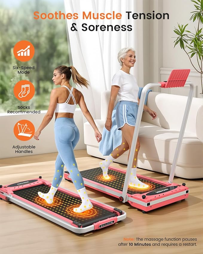ANCHEER Walking Pad Treadmill with Foot Massage/Vibration Massage, Versatile Walking Pad with Incline and Handle Bar, 3.5HP Foldable Treadmill for Home/Office/Apartment