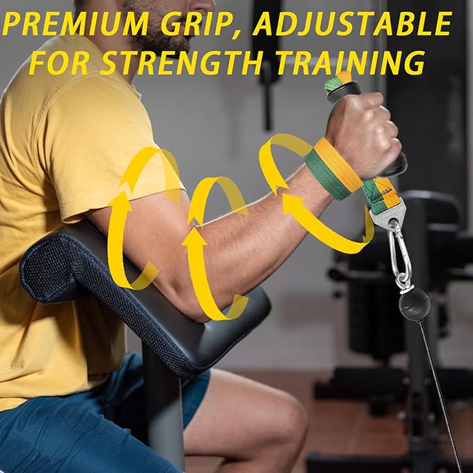 Ergonomic Pulley Handle for Arm Strength Training – TPE-Coated Non-Slip Grip Attachment for Cable Machines – Comfortable Wrist & Bicep Isolation Handle