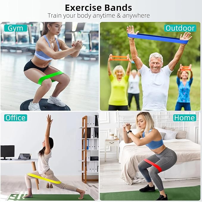 5 PCS Resistance Bands for Working Out, Elastic Exercice Loop Bands for Physical Therapy, Yoga Starter Set of Stretch Bands for Booty Legs, Pilates Flexbands