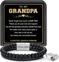 LUXEJEW Gifts for Men - Beaded Leather Bracelet 6mm Matte Agate Stone Bracelets for Men Dad Son Husband Boyfriend Grandpa Grandson Brother Uncle Nephew Adjustable Magnetic Clasp