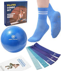 Pilates Ball Resistance Bands Grip Socks Barre Sets, Loop Exercise Bands 5 Levels, Small Yoga Ball 9 Inch, Non Slip Socks Workout Kit at Home