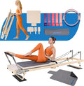 92" 3RD Gen Extended Pilates Reformer, Foldable Pilates Machine with Yoga Ring & Headrest, Jumpboard, Dual Resistance Springs, Pilates Equipment for Home Workout, up to 500 lbs