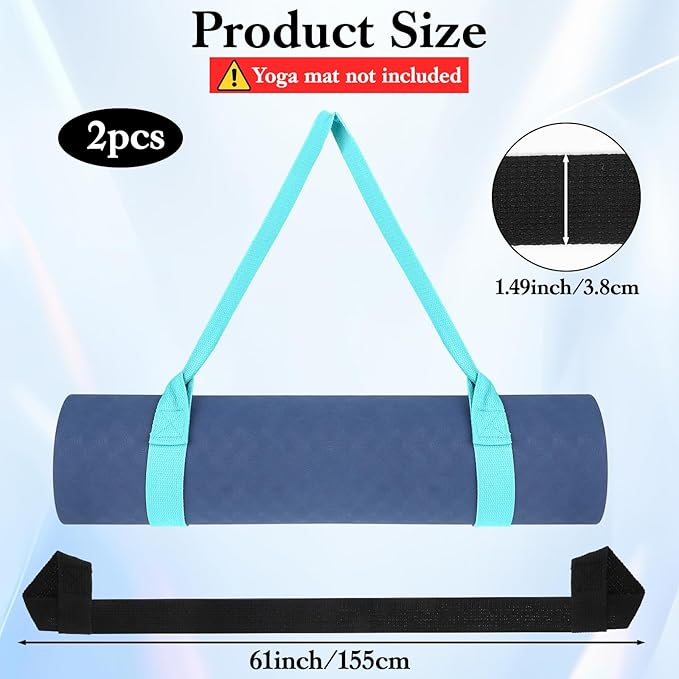 Xindojuz 2 PCS Yoga Mat Strap for Carrying [mat Not Included] Adjustable Yoga Mat Sling Band Easy-Cinch Mats Holder Stretching Strap Durable Exercise Carrier for Women Men (Black Lake Green)