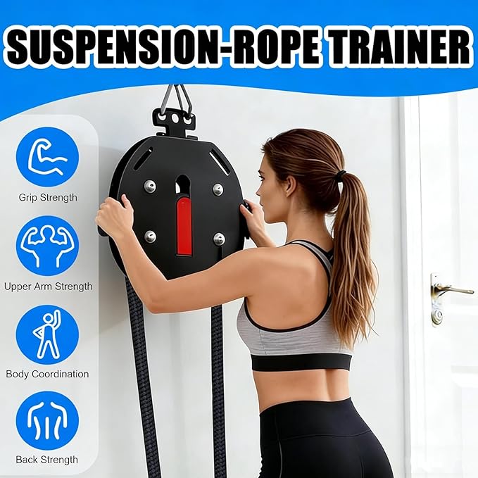 Endless Rope Trainer | Suspension Endless Rope Pulley System | Adjustable Resistance Trainer Machine | Closed-Loop Nylon Rope | Home Gym Infinity Rope for Interval Resistance Training