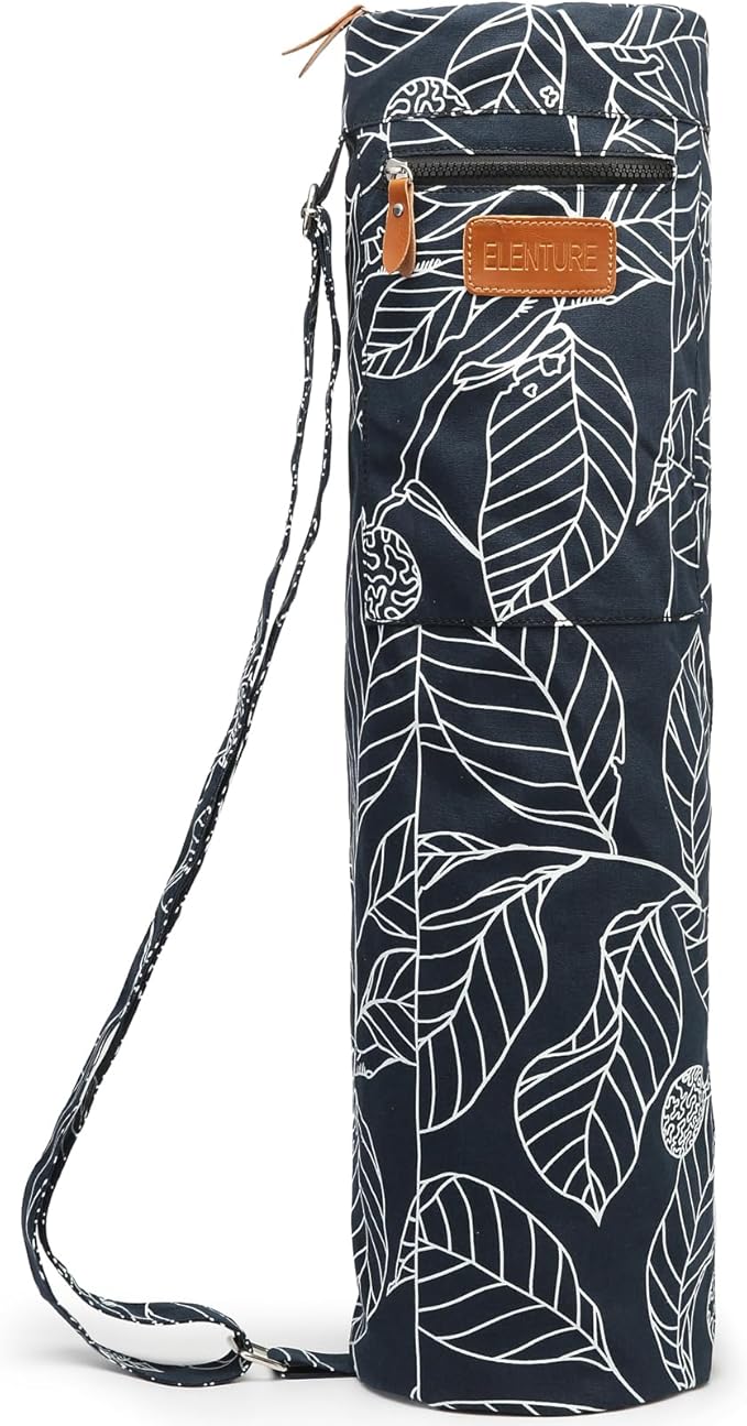 Canvas Yoga Mat Bag with Adjustable Strap & Pockets, Full-Zip Travel Gym Tote for Women & Men, Fits 1/4" & 1/3" Thick Mats, Lightweight Carrier for Yoga, Studio, Workout, Outdoor Use