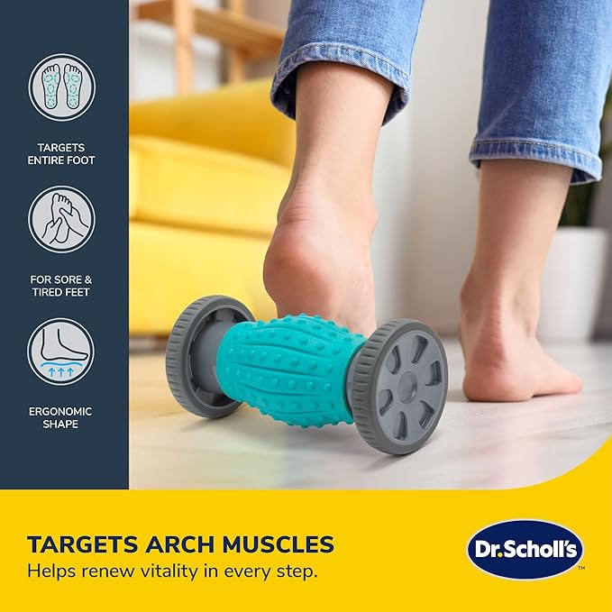 Dr. Scholl’s 2-in-1 Foot Massage Roller with Interchangeable Massage Heads, Versatile Deep Tissue Massager for Feet, Calves, and Legs