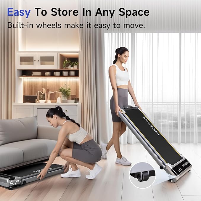 Foldable Treadmill with Incline, Walking Pad with Handle Bar 3 Level Incline, Portable Folding Treadmills for Home/Office 300 Lbs Capacity, Quiet Desk Treadmill with Remote Control & APP
