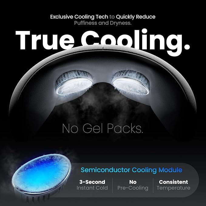 BOB AND BRAD EYEFLOW Eye Massager with Heat & Cooling, FSA Eligible and HSA - Semiconductor Cold Compress Eye Mask for Migraines, Dry Eyes & Dark Circles, Heated Temple Massager for Headaches & Sleep