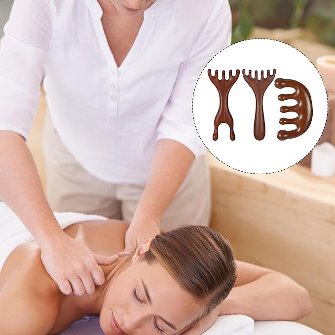 3 PCS Wooden Scalp Massager Hair Growth Gua Sha Hair Massager Comb Head Massagers Scalp Tool Manual Scalps Massagers Scalps for Women Man Hairs Promoting Hairs Growth