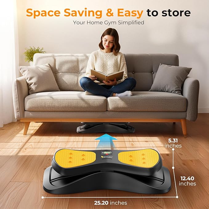 OWLSKY Balance Board,with Resistance Bands, Portable Balance Trainer Featuring LCD Monitor, 330 lbs Capacity Ski Machine for Full Body Workout Orange