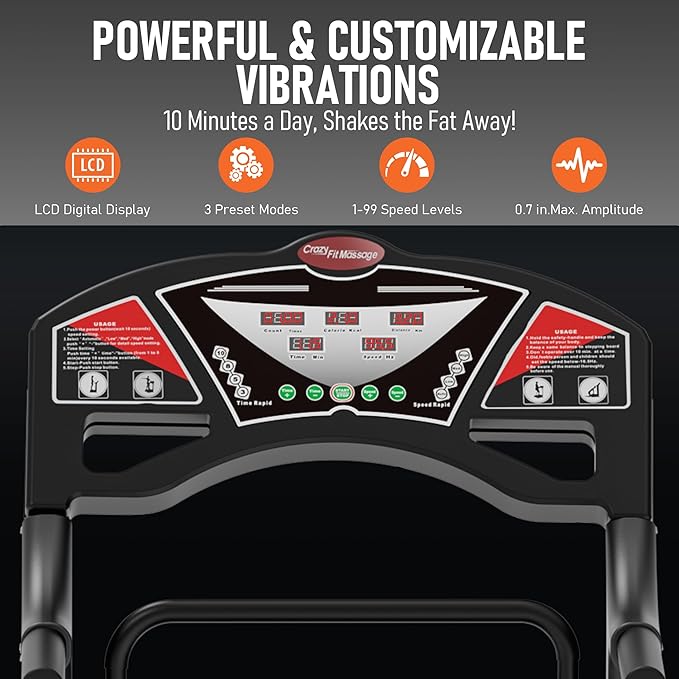 Vibration Platform Machine – Full Body Vibration Plate Exercise Machine with Support Handles, 99 Adjustable Speed Levels for Muscle Activation, Body Toning, Balance & Fat Burning at Home