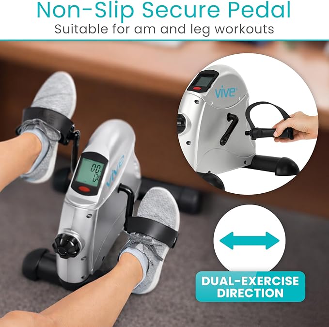 Vive Under Desk Bike Pedal Exerciser - Stationary Exercise Leg Peddler - Low Impact, Portable Mini Cycle Bike for Under Your Office Desk - For Arm or Foot - Small, Sit-Down Recumbent Equipment Machine