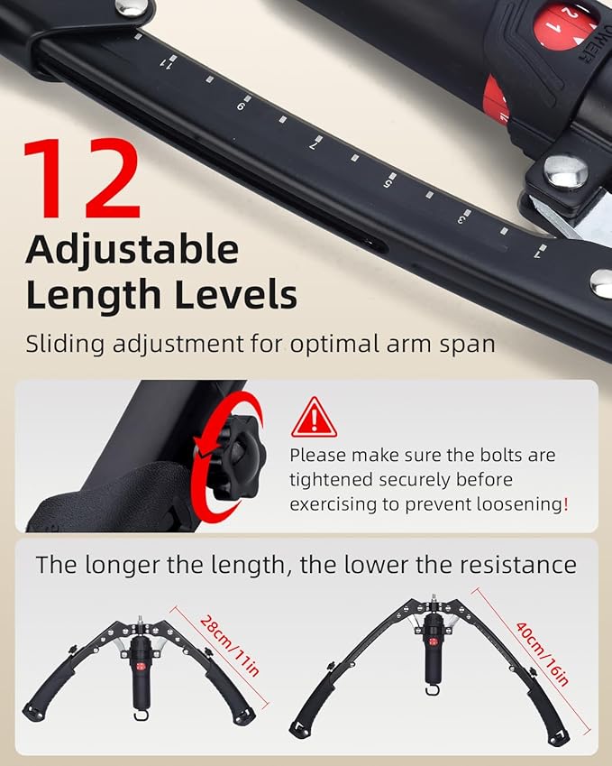 Abahub Twister Arm Exerciser, Enhanced Hydraulic Power Chest Expander with AB Rollers, 22-440LBS Adjustable Resistance Home Gym Equipment, Shoulder Muscle Trainer for Arm, Chest & Core Workout