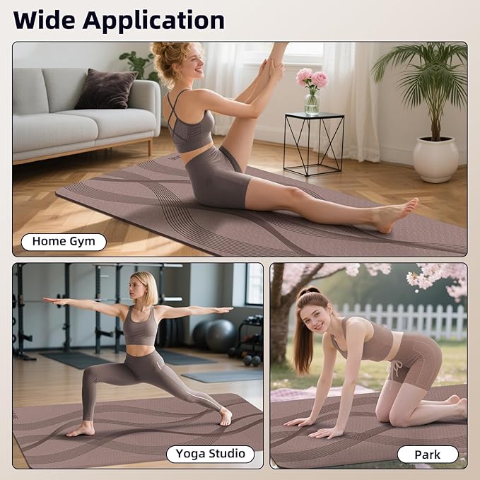 Yoga Mat High Density Exercise Mat, 76"x32"x0.27"Thick Wide & Large Yoga Mat for Women Men, Professional POE Workout Mat for Yoga, Pilates, Fitness & Stretching