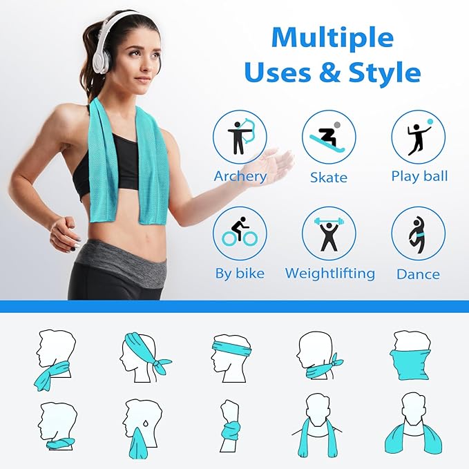 Cooling Towels - 5 Pack Gym Towels, Gym Towel for Working Out, Yoga Towel, Quick Dry Towel for Running, Camping, Fitness & More Activities