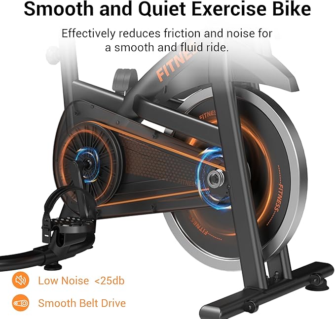 UMAY Exercise Bike, Brake Pad Stationary Bike with App Compatible, Adjustable Resistance Indoor Cycling Bike with 300 lb Weight Capacity, Low Noise Bike with Tablet Holder & Comfort Seat