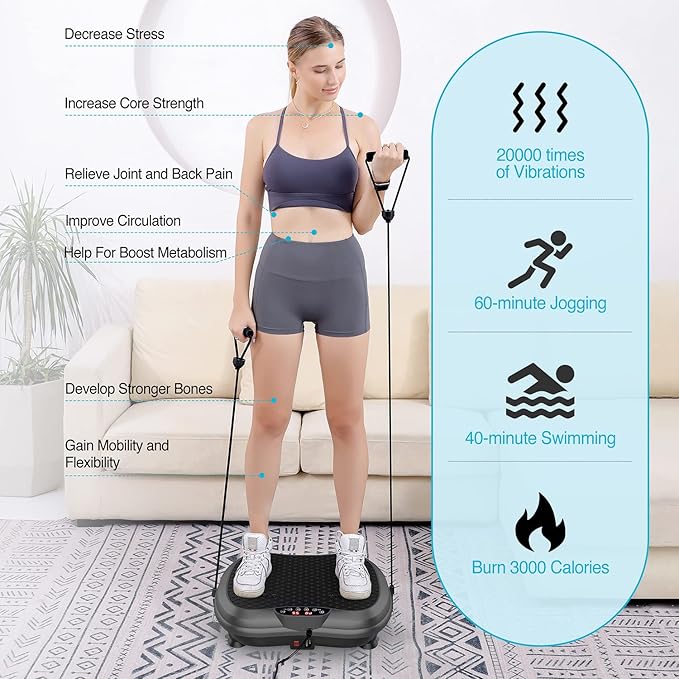 AXV Vibration Plate Exercise Machine Whole Body Workout Vibrate Fitness Platform Lymphatic Drainage Machine for Weight Loss Shaping Toning Wellness Home Gyms Workout