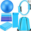 10 Pcs Home Pilates Ring Set for Women Yoga Equipment Accessories Pilates Ring Circle and Ball Workouts Gift Include Ball Yoga Circle Resistance Bands Block Straps Gym Bag